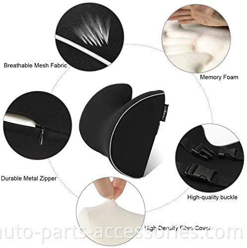 Oreiller à cou de siège d'auto, coussin d'appui dans le soulagement de la douleur au cou et support cervical avec 2 sangles réglables et couverture lavable, mousse à mémoire pure 100% pure et DES Ergonomic